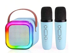 Bluetooth колонка K12 Led + 2 Wireless mic blue - 1