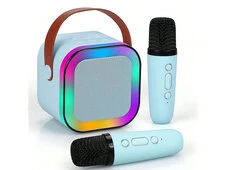 Bluetooth колонка K12 Led + 2 Wireless mic blue - 3