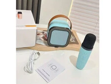 Bluetooth колонка K12 Led + 2 Wireless mic blue - 4