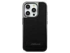 Накладка Jinduka Metal Frame Leather Case iPhone 15 Pro black - 1