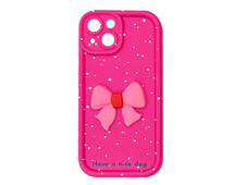 TPU 3D Cute Bow Camera with Strap iPhone 15 pink - 1
