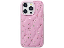 Накладка Leather Material iPhone 14 Pro pink flower - 1