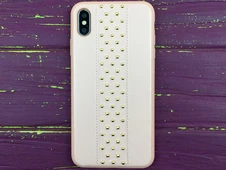 Накладка Leather metal iPhone Xs Max Pink - 1