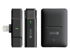 Петличный микрофон Wireles Veron EP003AH-L Lightining + наушники Type-C black - 1