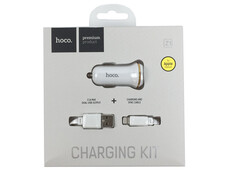 АЗП Hoco Z1 2.1A 2USB + кабель Lightning white - 1