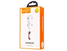 АЗП Hoco Z27 Staunch 2.4A 2USB + кабель micro white - 1