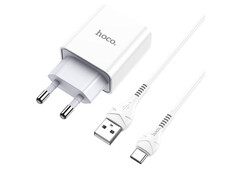 МЗП HOCO C81A 1USB/2.1A + кабель Type-C white - 1