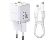 МЗП Baseus Palm Fast Charger 1USB/1Type-C/20W+ кабель Type-C Type-C white - 1