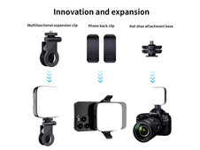 Портативное видеосвет M11 с зажимом для фиксации 2000mAh 3000-9900K 7,5*7,5см черный - 3