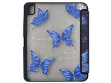 Пластиковый чехол с принтом для iPad 10.2 7-го и 8-го поколения с креплением для стилуса синий бабочка - 2