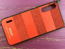 Накладка кожа SIBLING glitter Mi 9 Lite/CC9 Red - 3