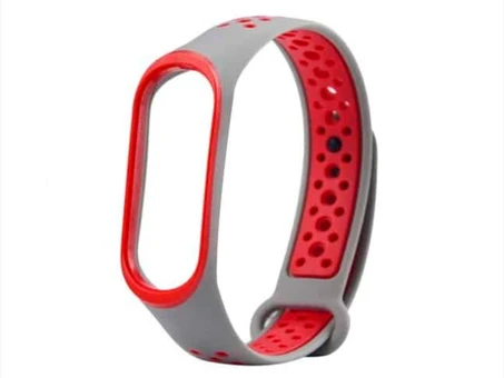 Ремінець силікон Sport Mi Band 3/4 gray/red