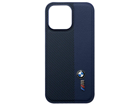 Чехол Leather Metal Logo BMW iPhone 16 Pro Max blue