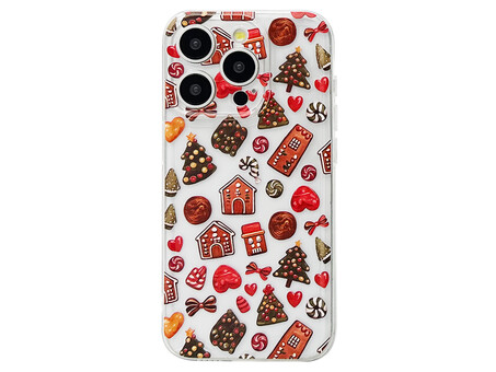 Накладка Silicone Christmas Cartoon Gift Camera iPhone 15 Pro clear