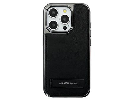 Накладка Jinduka Metal Frame Leather Case iPhone 15 Pro black
