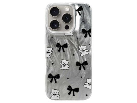 Накладка Paint Stroke Teddy Bears and Bows iPhone 16 Pro silver
