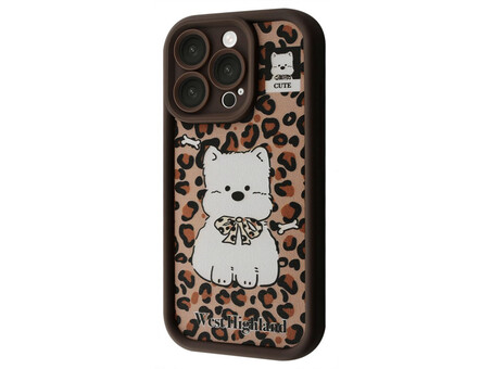 TPU Leather Camera iPhone 15 Pro cute brown