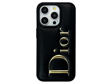 Накладка Leather Puffer iPhone 15 Pro black dior