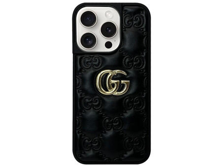 Накладка Leather Puffer iPhone 14 Pro black gucci
