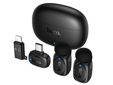 Петличний мікрофон Wireles Hoco L19 Type-C/Lighting black