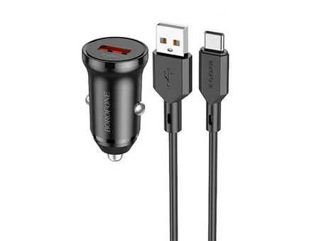 АЗП Borofone BZ18 QC3.0/1USB/3A + кабель Micro black