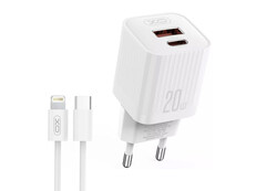 МЗП XO L147 1USB/1Type-C/20W + кабель Type-C-Lightning white
