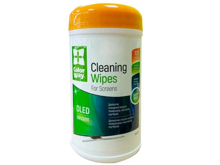 Серветки очисні вологі Сolor Way для екранів, туба 100шт (CW-1071)