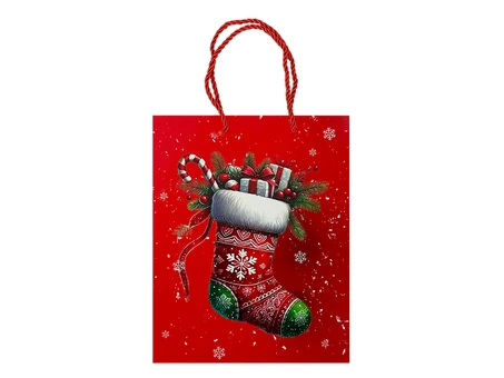 Пакет Новорічний Sock 18x23x8 red