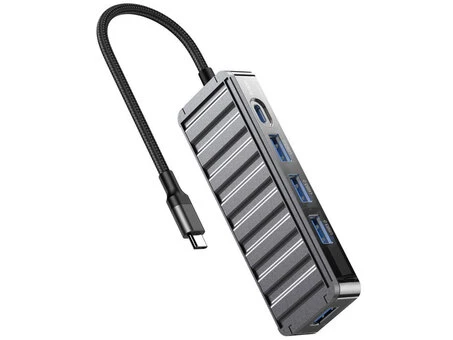 USB 3.0 HUB XO HUB015 5in1 Type-C to 4 USB3.0+ Type-C (0.15m) gray