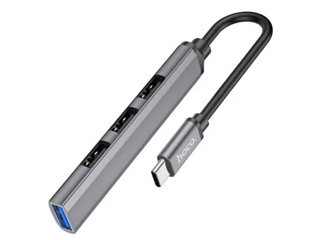 Type-C 3.0 HUB Hoco HB26 4in1 Type-C to USB3.0+USB2.0*3 (0.13m) gray