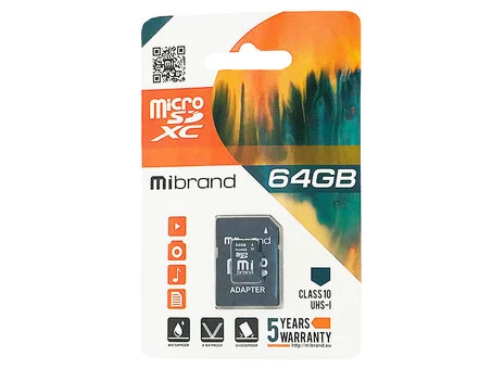 Карта пам'яті (UHS-1) Mibrand 64Gb (10) +adapter