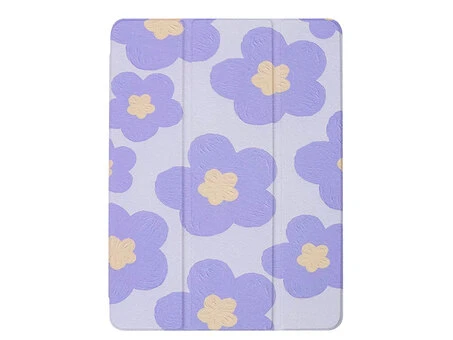 Силиконовый чехол Print для iPad 10.2 (19) с креплением для стилуса фиолетовые цветы