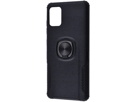 Case ring техно шкіра Samsung A41 black