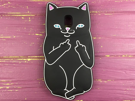 3D Котик Фак Samsung J330 Черный