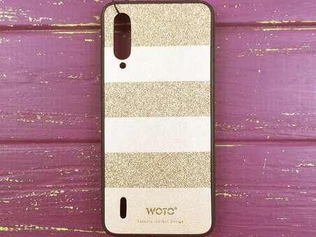 Накладка Кожа SIBLING glitter Mi A3/CC9e Gold