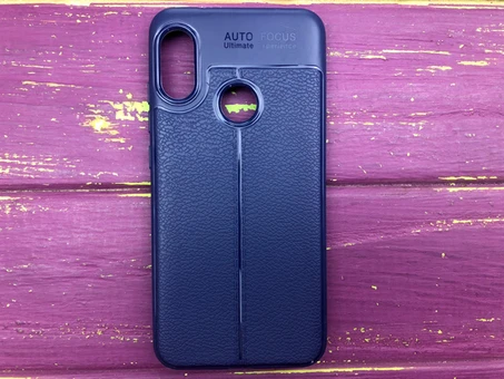 Накладка кожa Autofocus Mi A2Lite/Redmi 6Pro blue