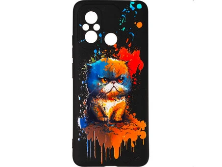 Накладка Gel Black Print Redmi 12C пушистый кот