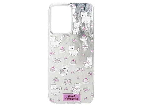 Накладка Paint Stroke Sweet Pink Kitten Redmi 12 silver