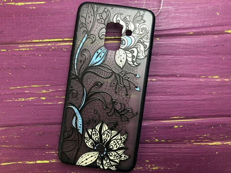 Rock Tatoo Samsung A8+(18) Голуб.цветы