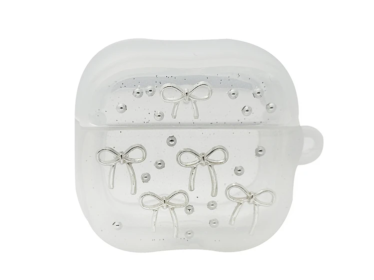 Чохол Cute Epoxy Silver Bowknot AirPods 3 clear