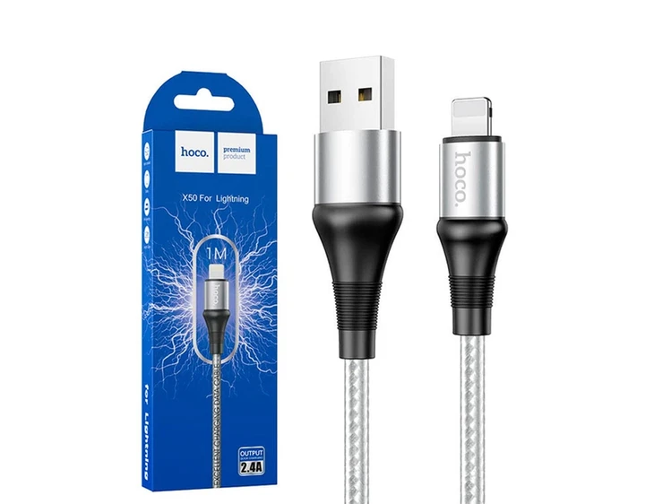 Кабель HOCO X50 Lightning 2.4A (1m) gray