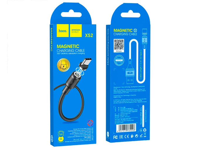 Кабель HOCO X52 magneticType-C 3A (1м) черный