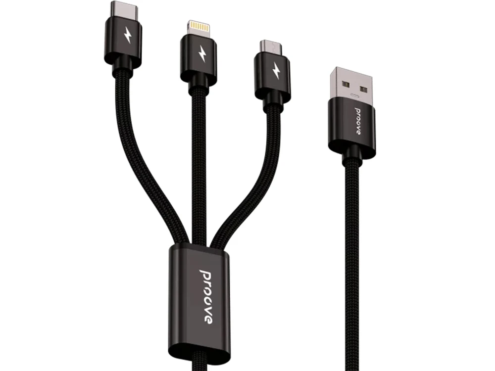Кабель Proove Triple 3in1 Type-C/Micro/Lightning (1,3m) black