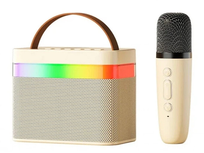 Bluetooth колонка K18 Led + 1 Wireless mic beige