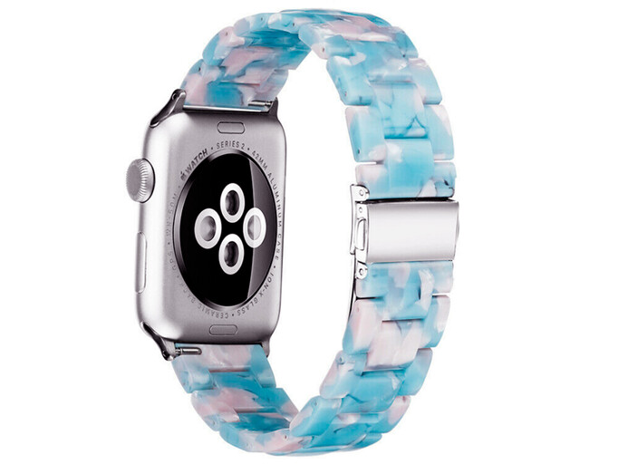 Керамический ремешок для Apple Watch 42(сер.1-3)/44/45/46/49мм синий/розовый