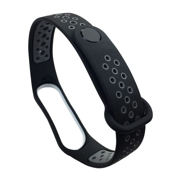 Ремешок силикон Sport Mi Band 3/4 черный/серый