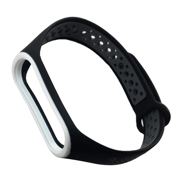 Ремешок силикон Sport Mi Band 3/4 черный/серый