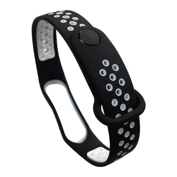 Ремінець силікон Sport Mi Band 3/4 black/white