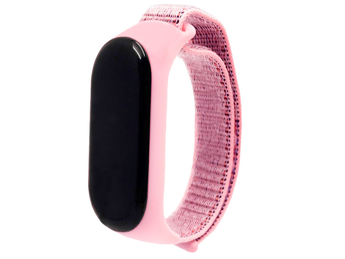Ремінець Nylon + Silicone Mi Band 3/4/5 pink/gray
