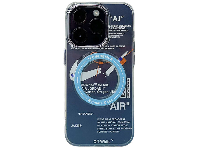 Case Art Metal Buttons MagSafe Nike AIR iPhone 14 Pro Max clear/blue
